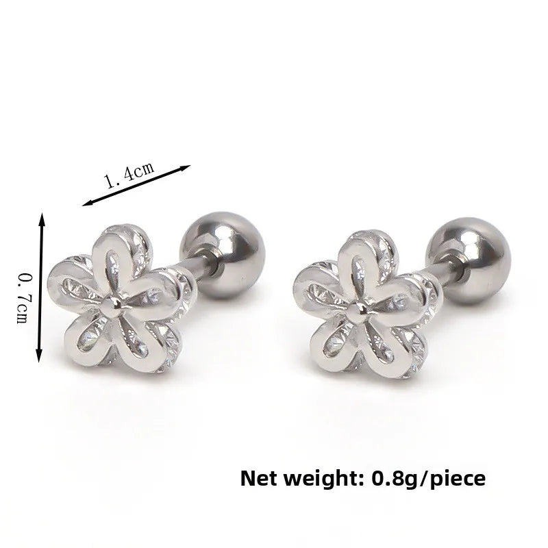 Boho Zircon Flower Stainless Steel Earrings