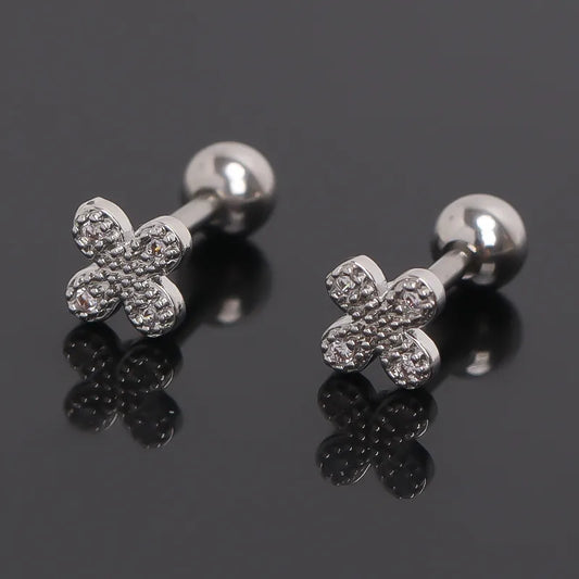 Boho Flower Diamond Stud Earrings for Women