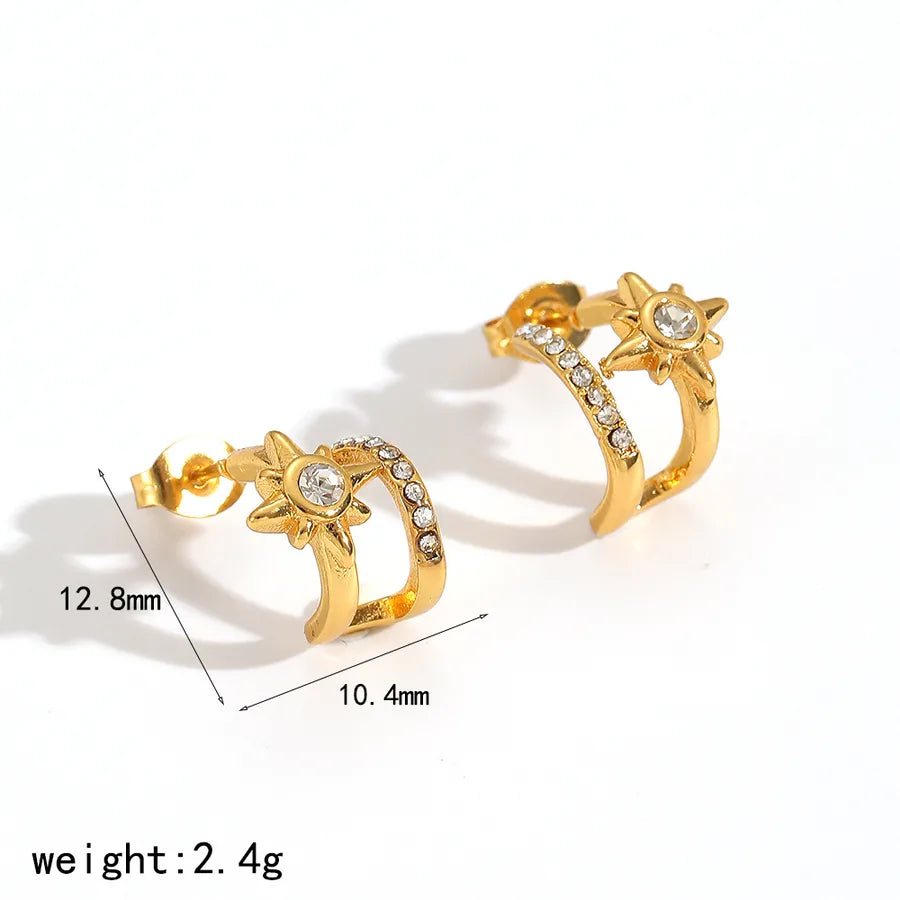 18K Gold-Plated Geometric C-Shaped Earrings TE60499