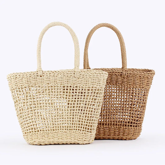 Woven Paper Rope Straw Handbag – Square Tote