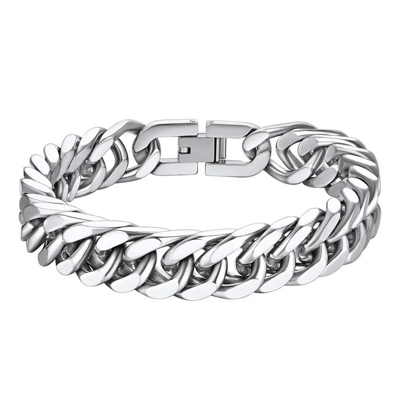 Stainless Steel Double Weave Cuban Bracelet