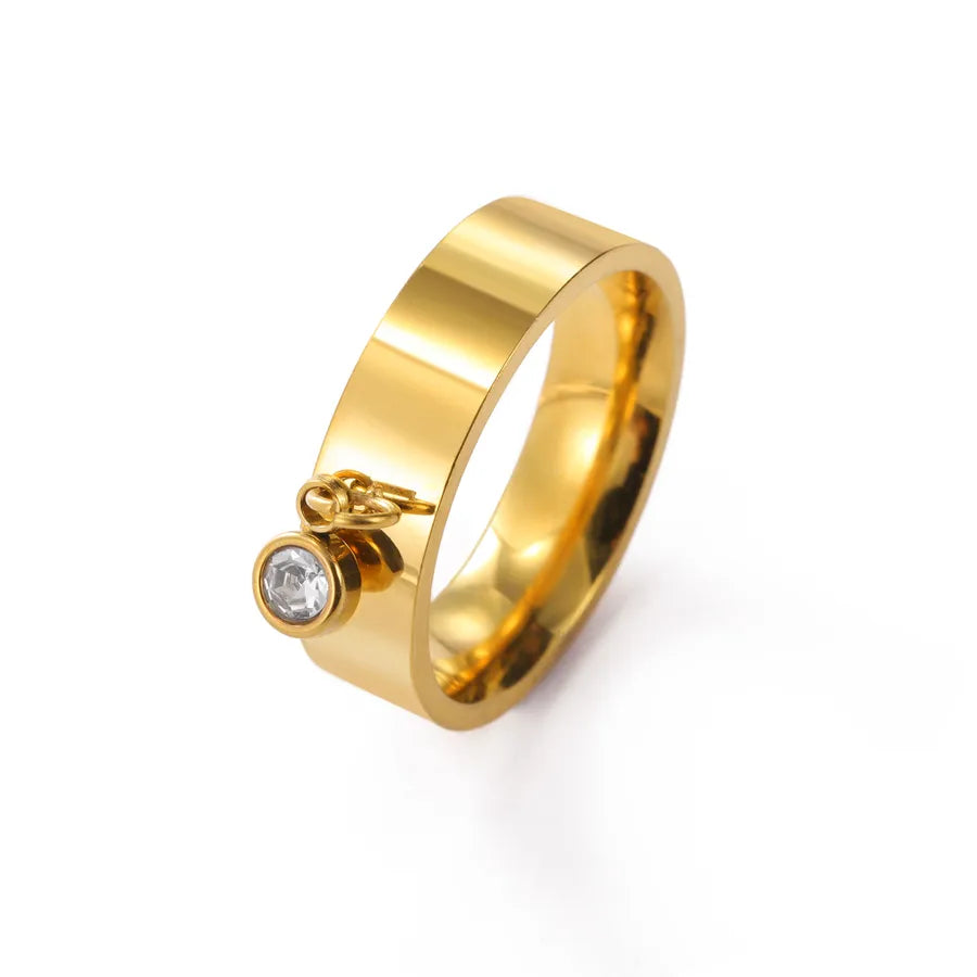18K Gold Plated Stainless Steel Diamond Ring