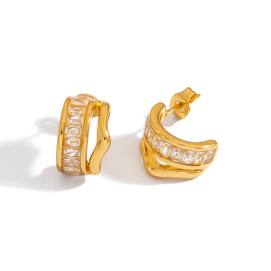 18K Gold Plated Stainless Steel Hoop Earrings