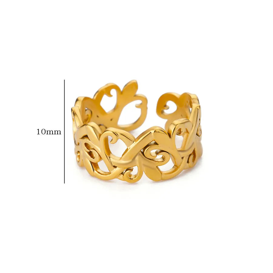 18K Gold Leaf & Flower Open Ring 1