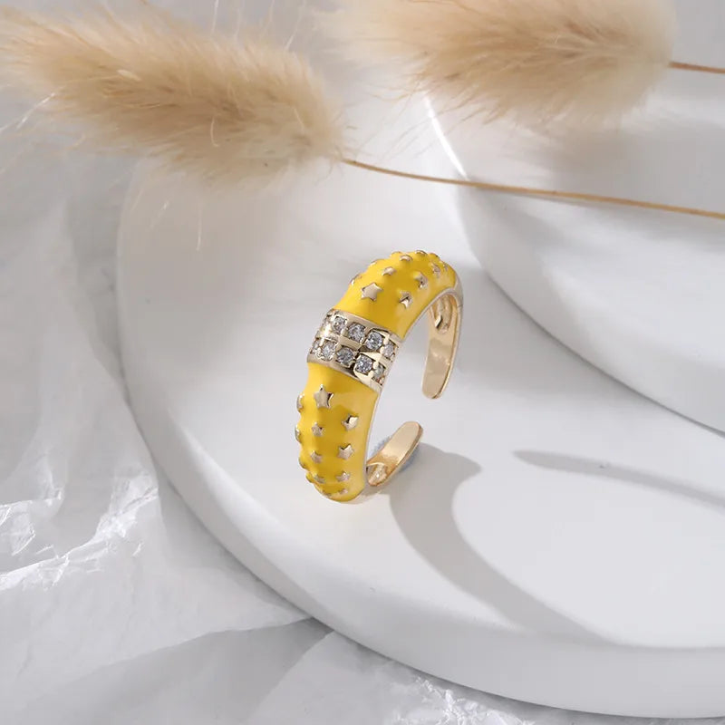 Colorful Star Titanium Steel Adjustable Ring