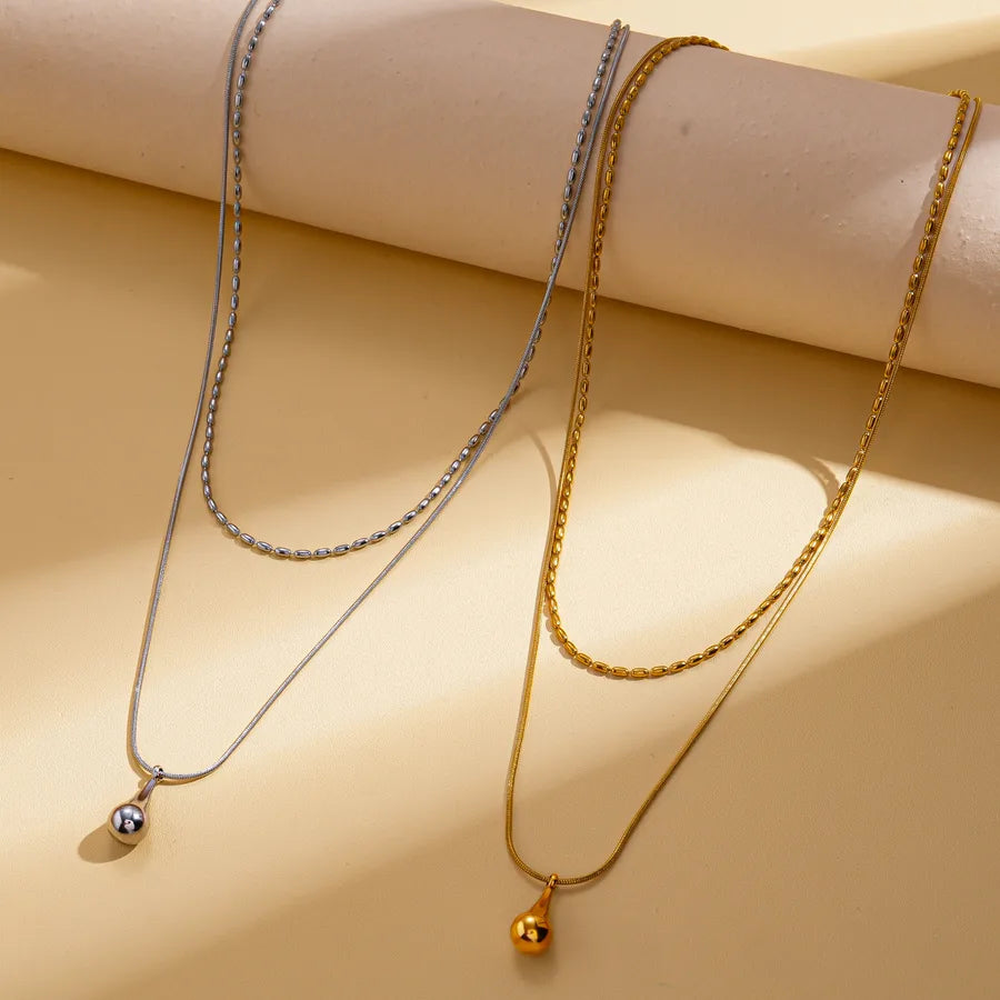 Stainless Steel Waterdrop Double Layer Necklace