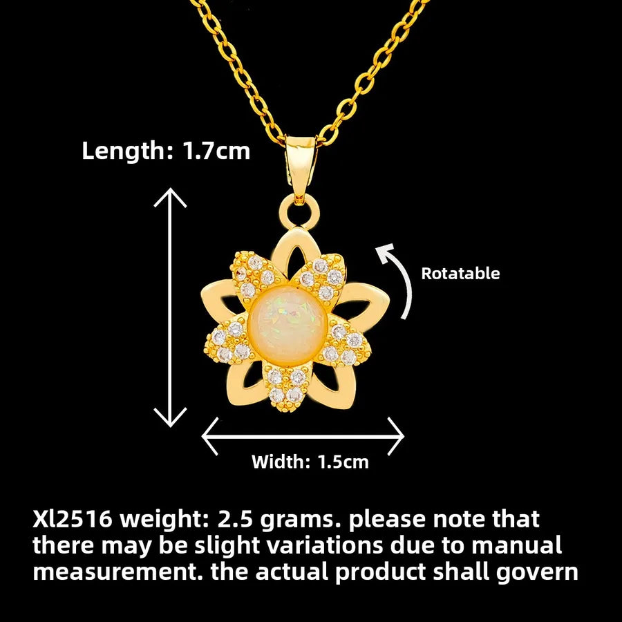 Butterfly & Whale Couple Pendant Necklace XL2516 Rotating Five-Petal Flower Necklace Gold