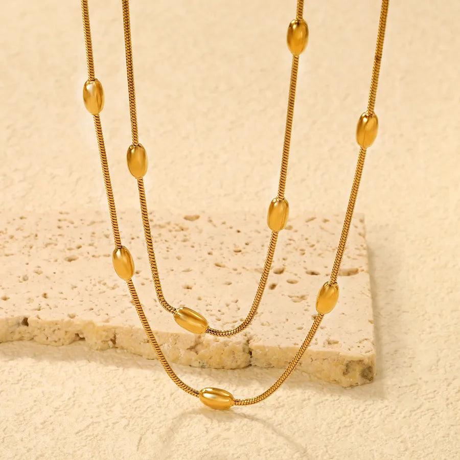 18K Gold Plated Stainless Steel Bead Chain Necklace