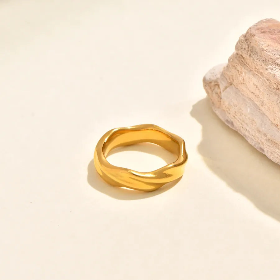 18K Gold Plated Twisted Braid Zircon Ring