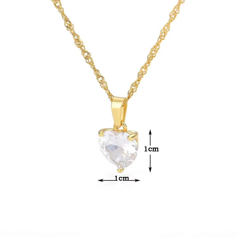Heart-Shaped Zircon Pendant Necklace for Women