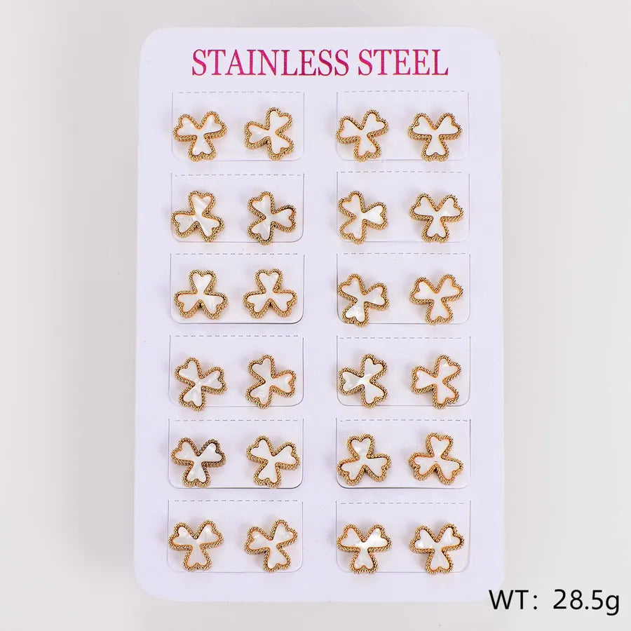 Gold Heart Stainless Steel Stud Earrings - 12 Pairs 10mm Diameter