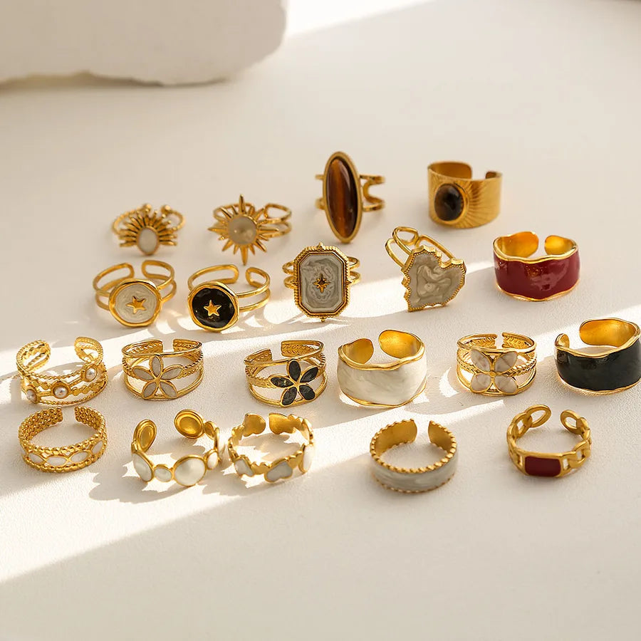 French Vintage Open Ring in Gold Stainless Steel