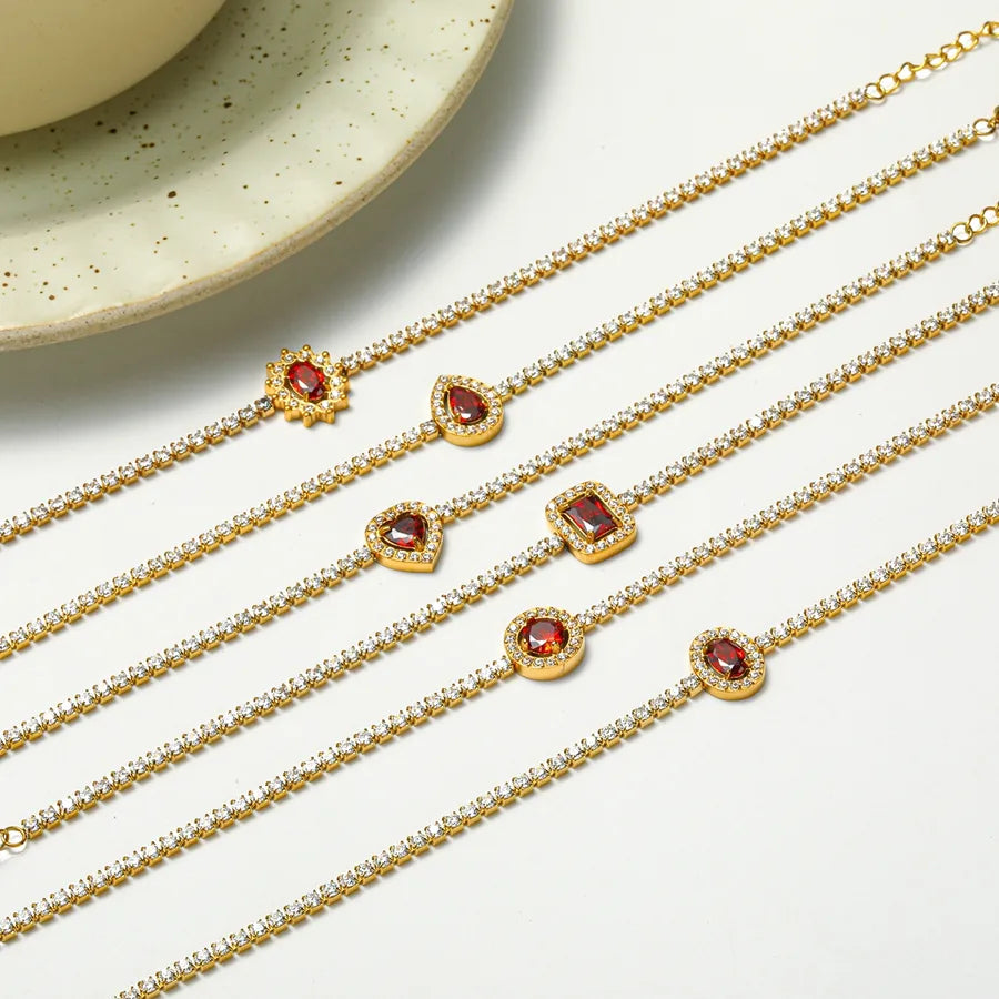 Gold Plated Stainless Steel Zircon Women's Bracelet