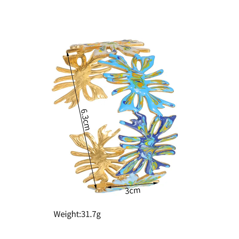 Gold Geometric Stainless Steel Bangle