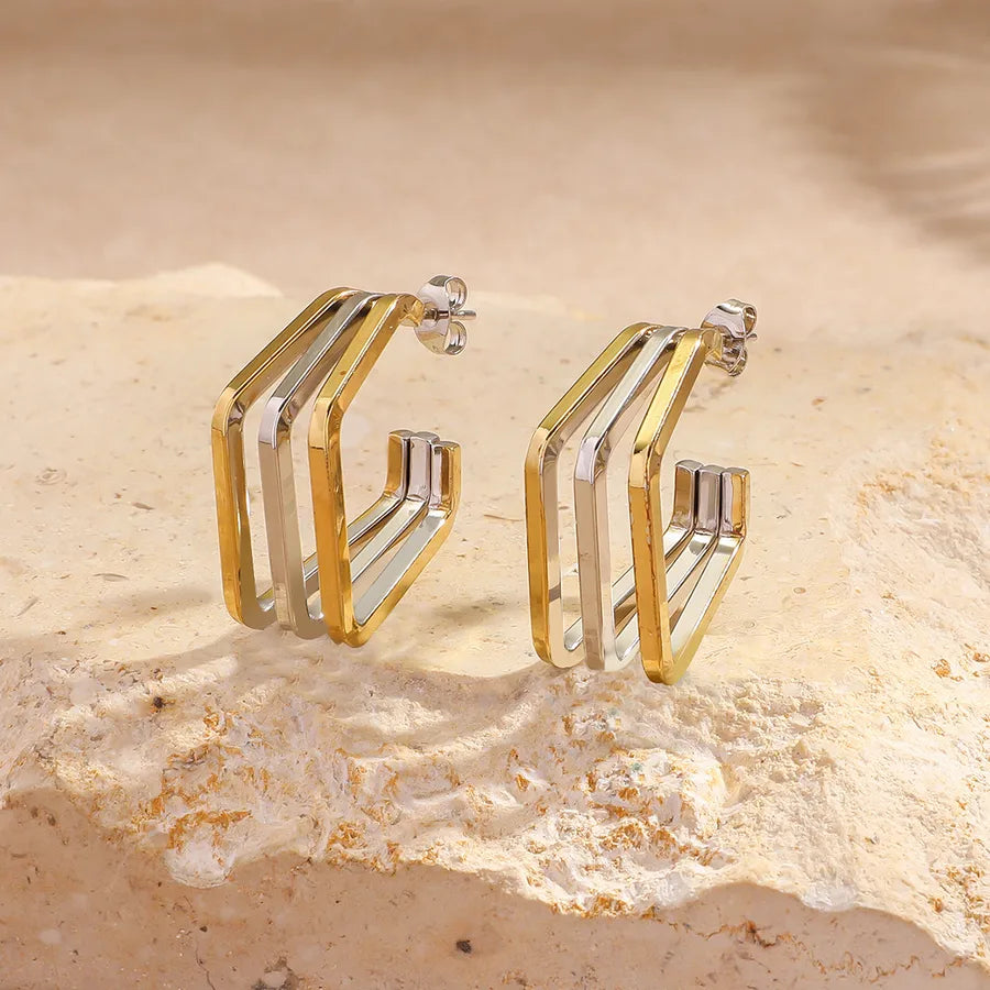Gold & Silver Gradient Stainless Steel Earrings