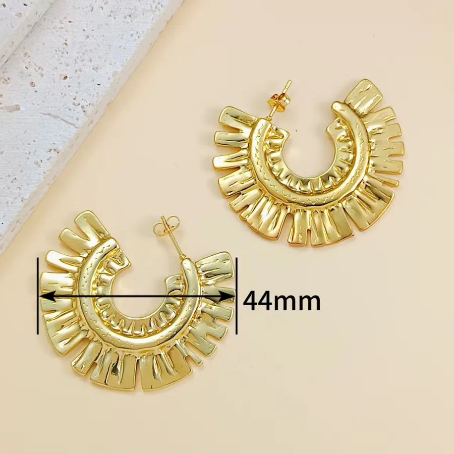 Gold Plated Pearl Tassel Earrings for Women Ear Needle 0.08mm Golden Half Circle Ring 1 Pair Package
