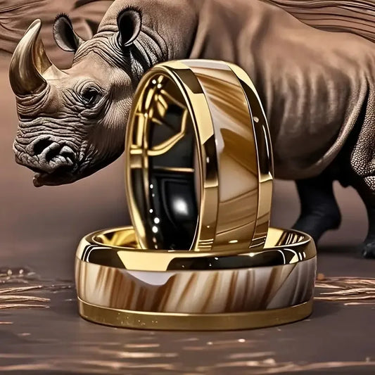 3D Titanium Steel Zodiac & Wave Couple Rings