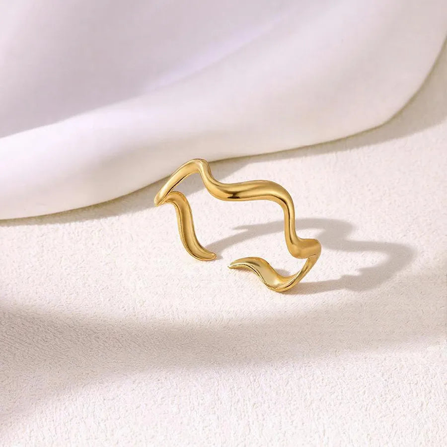 18K Gold Heart & Flower Stainless Steel Ring