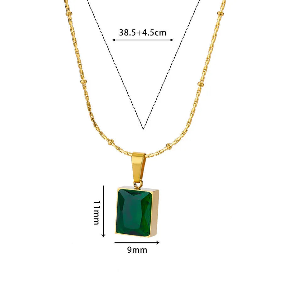 Colorful Zirconia Geometric Pendant Necklace 1
