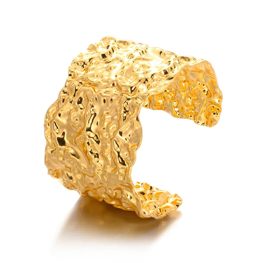 Gold Stainless Steel Flower Cuff Bracelet 13