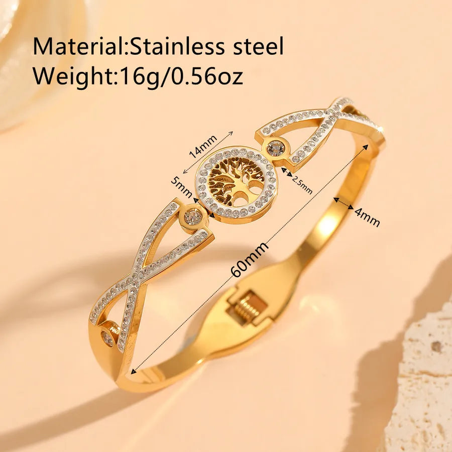 18K Gold Tree of Life Stainless Steel Bracelet