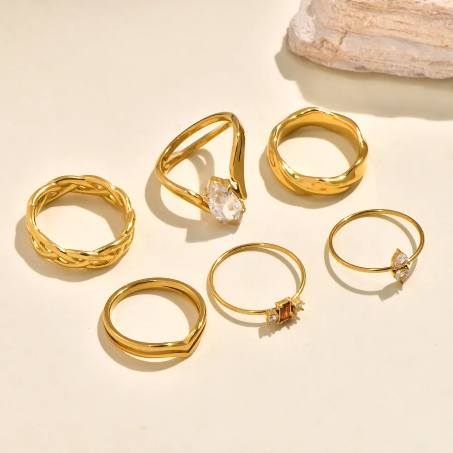 18K Gold Plated Geometric Zirconia Ring