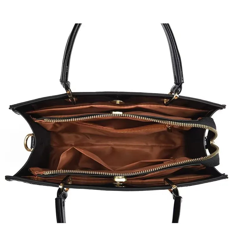 Crocodile Pattern Large Shoulder Handbag