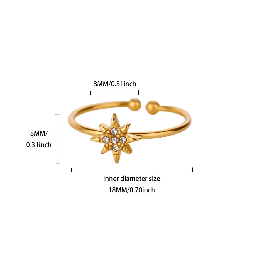 18K Gold Star & Moon Ring for Women JZ8235G