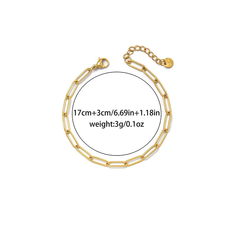 Gold Stainless Steel Geometric Chain Bracelet Gold