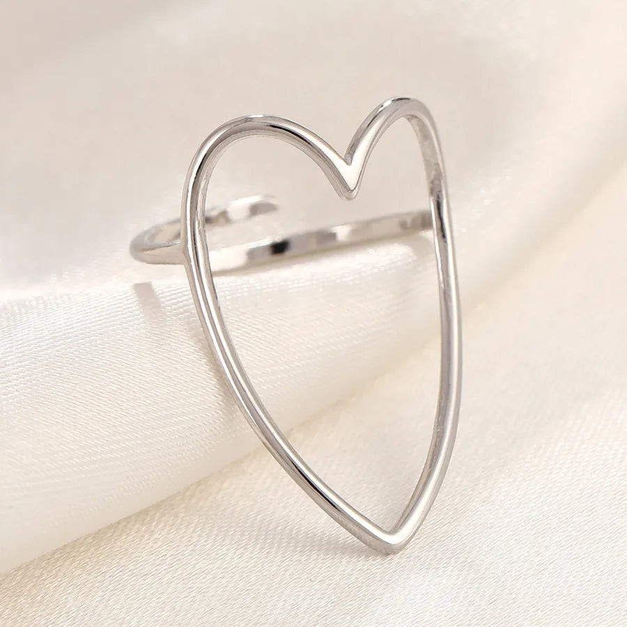 Gold Plated Zircon Heart Ring – Adjustable Open Band
