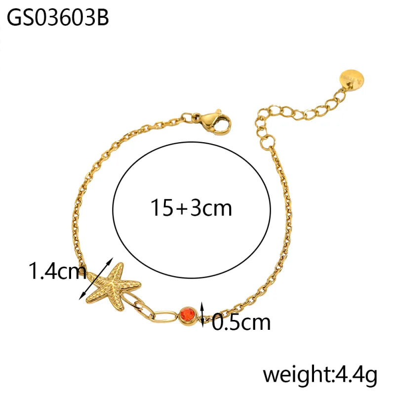 18K Gold Starfish Bracelet in Titanium Steel GS03603B
