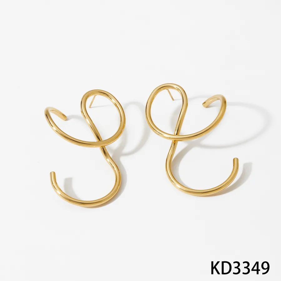 Asymmetric Gold-Plated Stainless Steel Earrings Gold Earrings KD3349