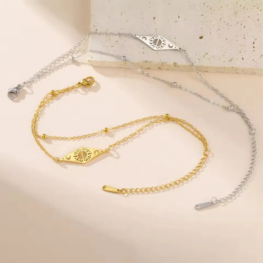 Sun & Moon Gold Stainless Steel Bracelet