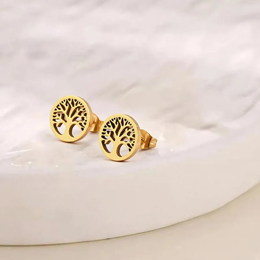 Gold Plated Stainless Steel Star & Moon Earrings Average Size Gold 006#