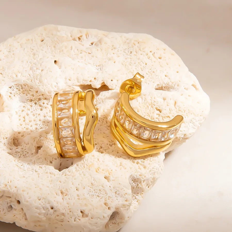 18K Gold Plated Stainless Steel Hoop Earrings