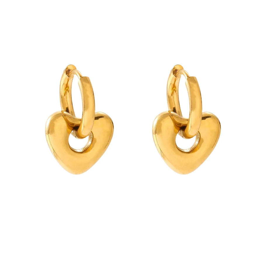 18K Gold Plated Heart Earrings – Vintage Style
