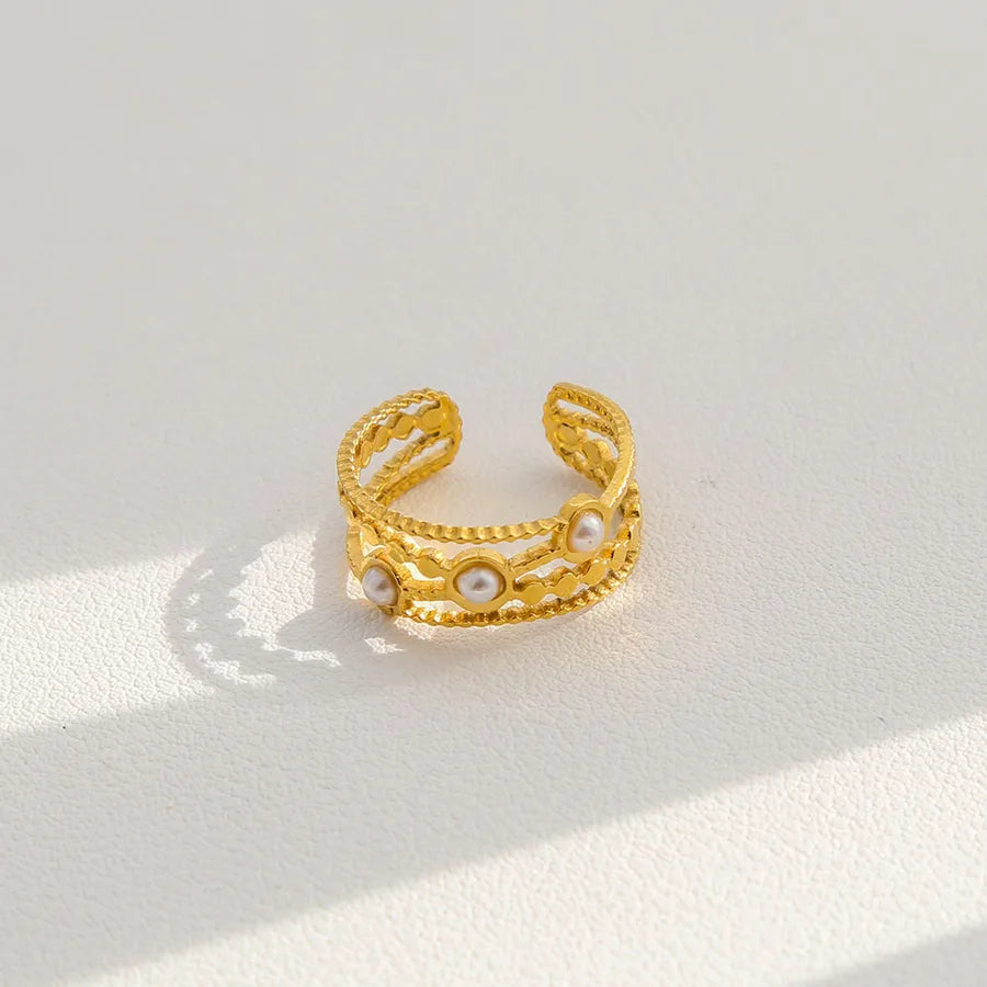 French Vintage Open Ring in Gold Stainless Steel 333