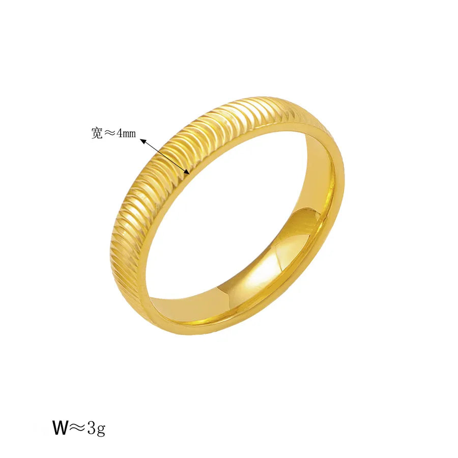 Gold Stainless Steel Ripple Ring for Women