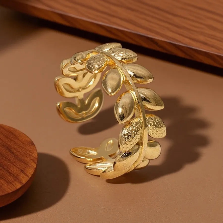 Geometric Heart Titanium Steel Ring Z0188-Olive Branch-Ring- Gold