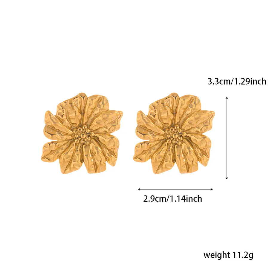 Titanium Steel Flower Stud Earrings for Women ER131–G