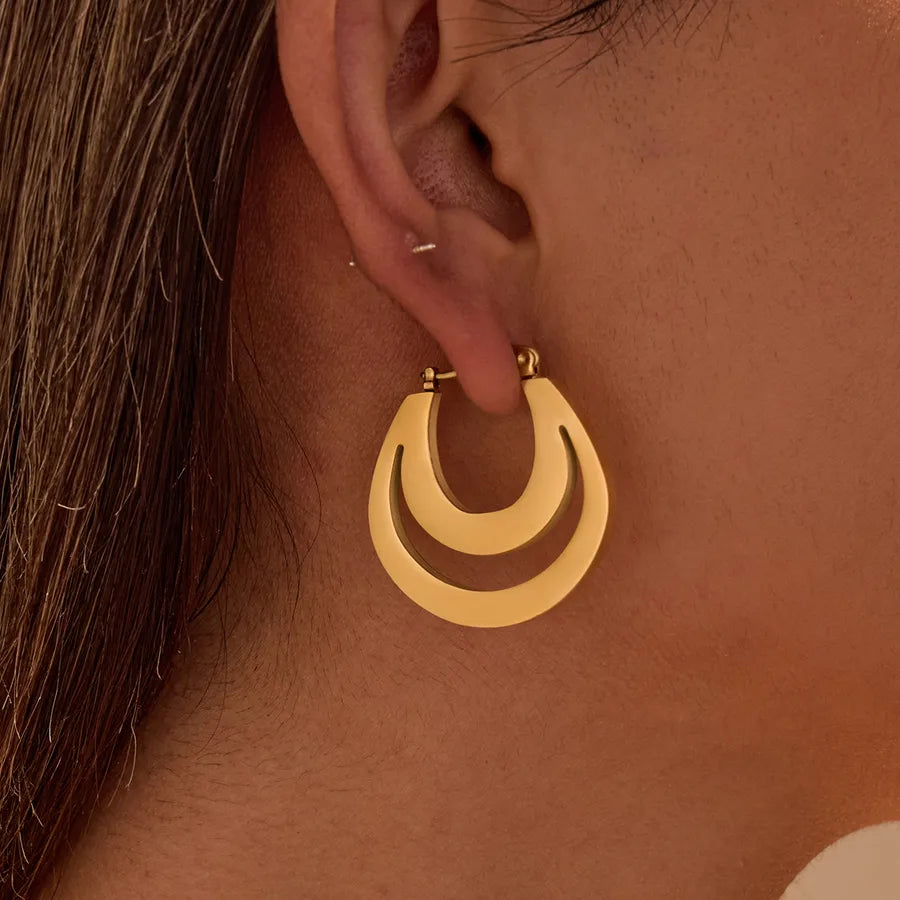 18K Gold Plated Geometric Stainless Steel Earrings