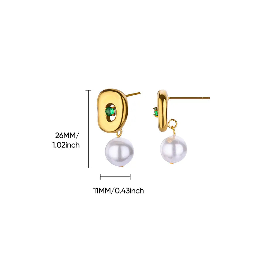 Colorful Pearl & Zircon Stud Earrings – 18K Gold 8