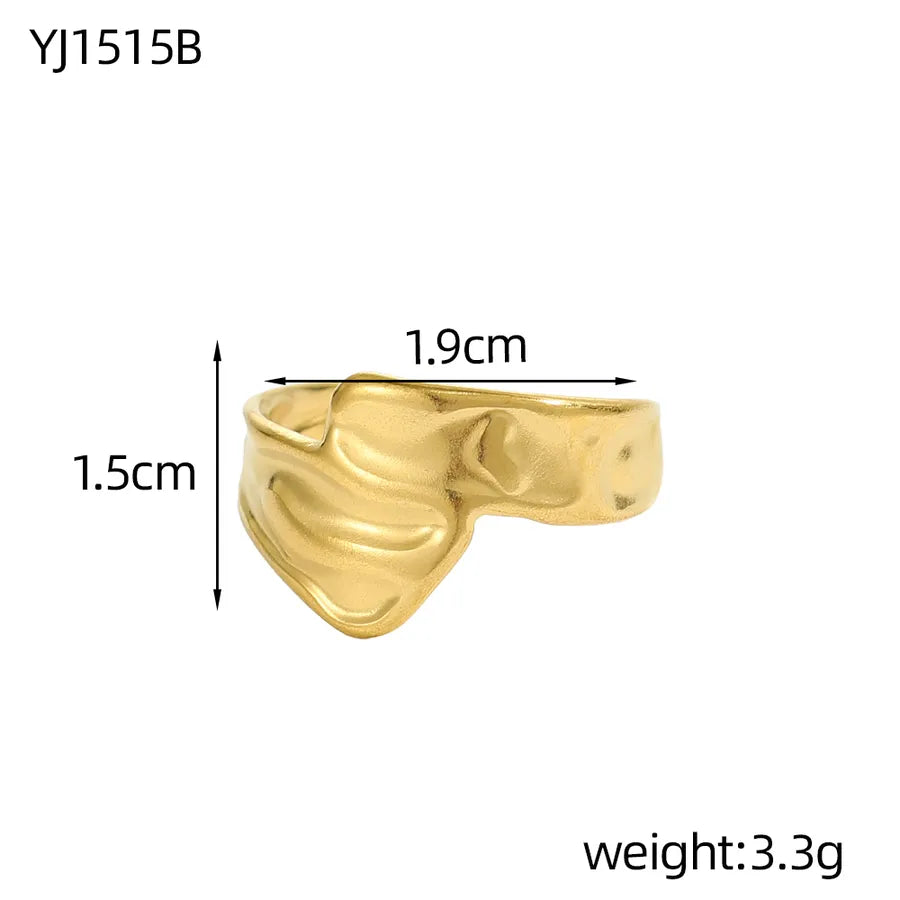 Geometric Titanium Steel Open Ring in 14K/18K Gold One Size YJ1515B 9*9*1