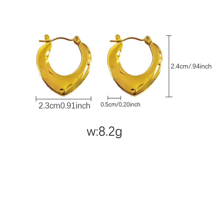 Elegant Gold Titanium Steel Hoop Earrings
