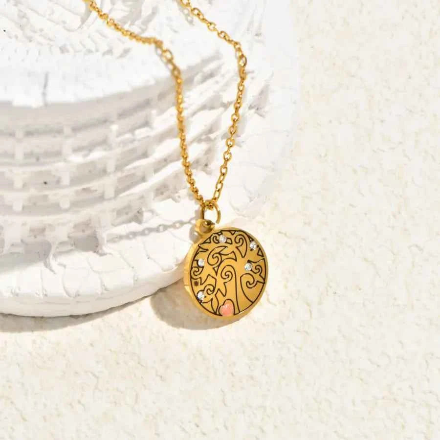 Red Heart Crown 18K Gold Plated Pendant Necklace