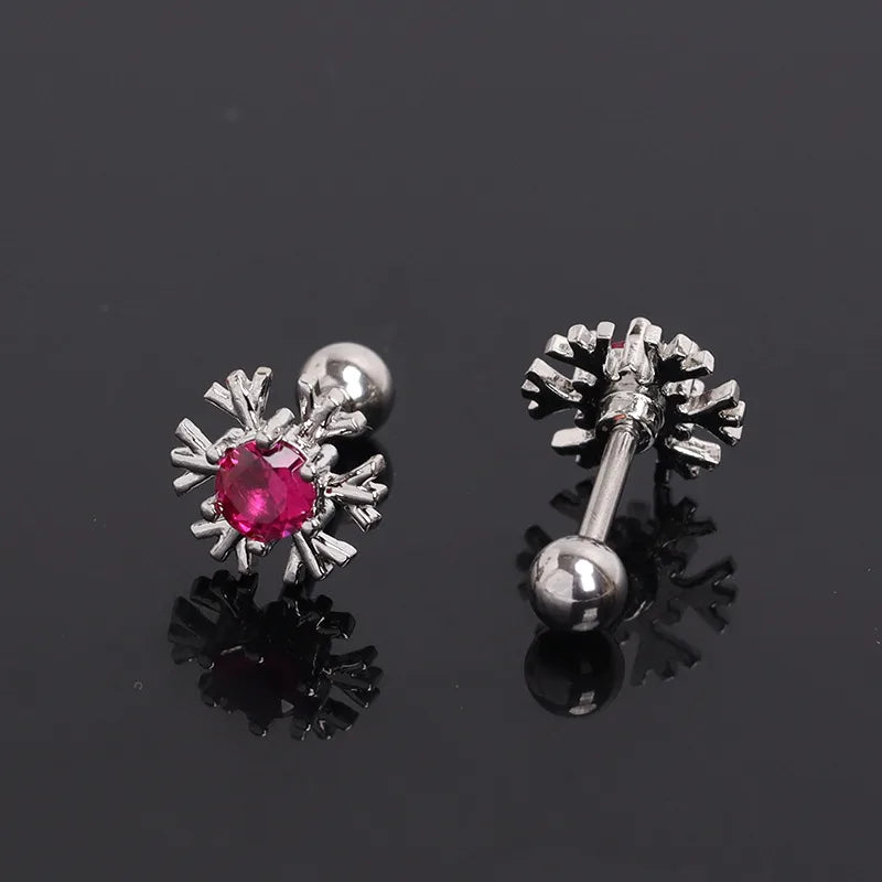 Sweet Pink Diamond Stainless Steel Stud Earrings