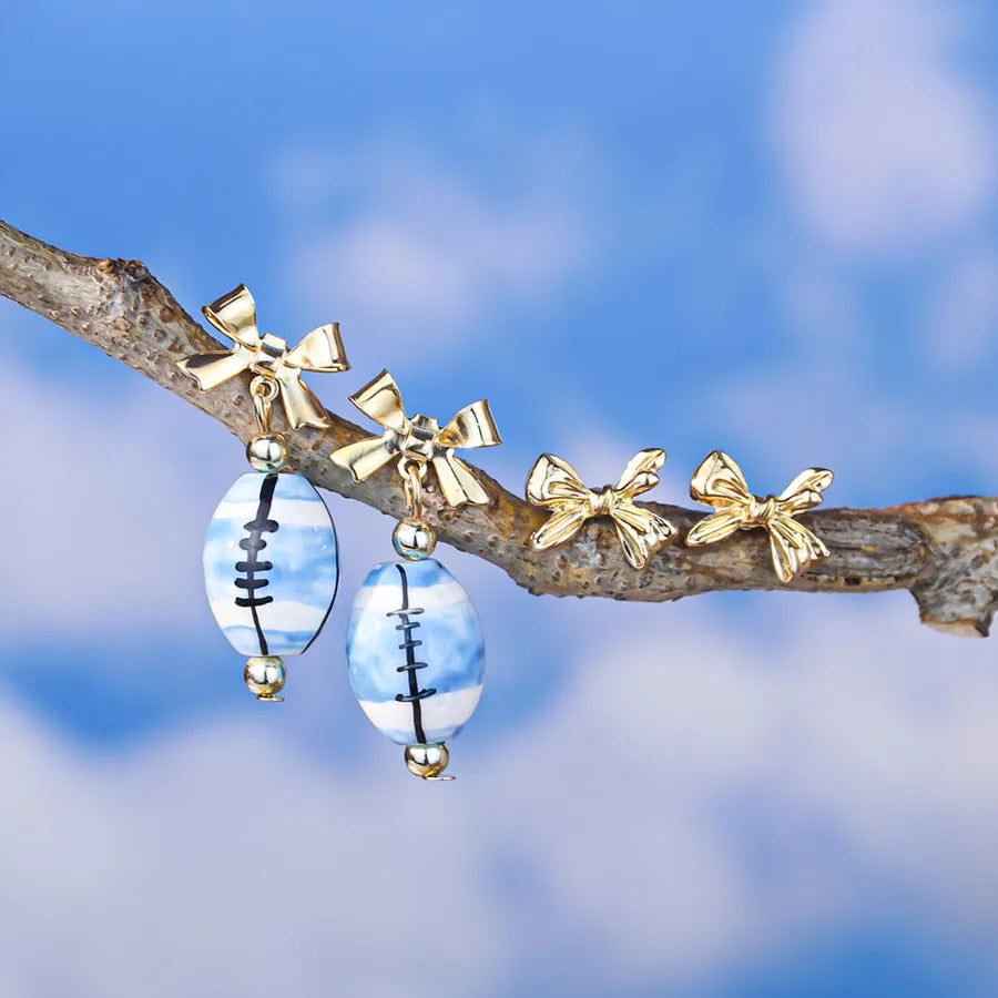 Hand-Painted Ceramic Rugby Earrings