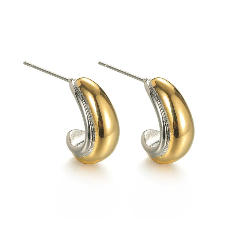 Gold-Plated Stainless Steel Geometric Hoop Earrings