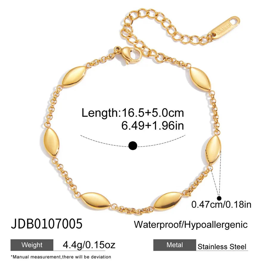18K Gold Oval Stainless Steel Bracelet JDB0107005
