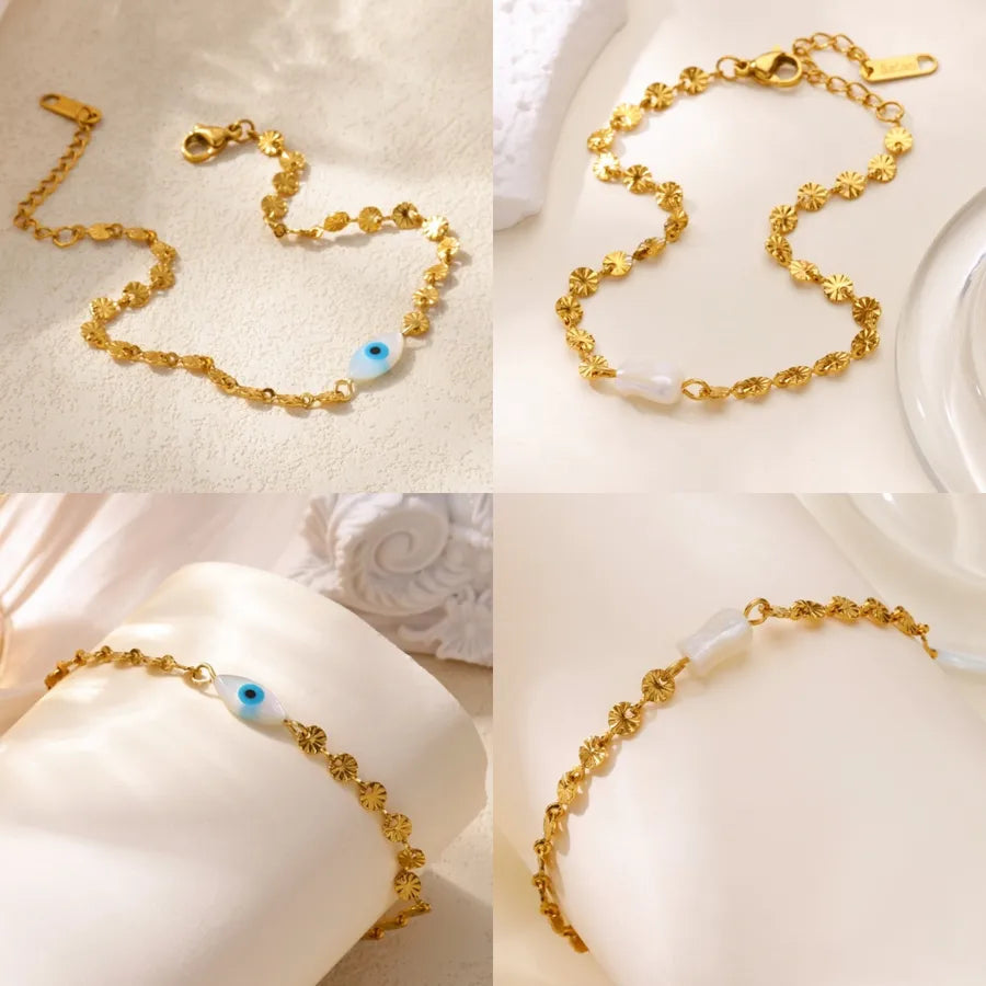 Gold Devil's Eye Pearl Bracelet for Women
